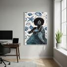 Quadro Decorativo Iemanjá - Candomblé - 70x50cm Cor:Moldura Preta