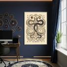 Quadro Decorativo Ilustração De Gêmeos 70x50cm Mold Preta