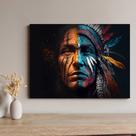 Quadro Decorativo Indigena Arte Azul Luxo Tecido Canvas