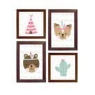 Quadro Decorativo Infantil Animais Bosque Menina Tribal Boho
