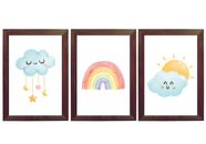 Quadro Decorativo Infantil Arco-íris Aquarela Nuvem Sol