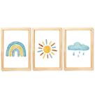 Quadro Decorativo Infantil Arco-íris Menino Sol Nuvem Boho