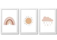 Quadro Decorativo Infantil Arco-íris sol nuvem Escandinavo