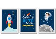 Quadro Decorativo Infantil Astronauta Espaço Sideral Foguete