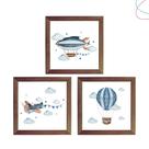Quadro Decorativo Infantil Balão Avião Meios de Transporte