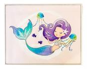 Quadro Decorativo Infantil Bebê Sereia 19X24X1,8cm Moldura