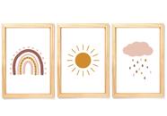 Quadro Decorativo Infantil Escandinavo Arco-íris sol nuvem