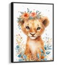 Quadro decorativo Infantil - O Leãozinho e o Jardim de Flores - Art Canvas
