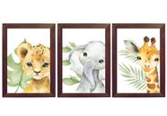 Quadro Decorativo Infantil Quarto Bebê Safari Aquarela