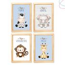 Quadro Decorativo Infantil Safari Baby Aquarela Azul 23x33