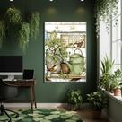Quadro Decorativo Jardim Vintage 70x50cm Mold Preta