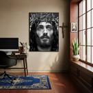 Quadro Decorativo Jesus Coroa Espinhos PeB - 70x50cm