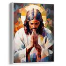 Quadro decorativo Jesus em Oração Profunda em Formas Geométricas - Art Canvas Quadro decorativo Jesus em Oração Profunda em Formas Geométricas - Art Canvas