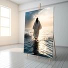 Quadro Decorativo Jesus Sobre As Águas Milagre Tecido Canvas