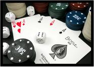 Quadro Decorativo Jogos Baralho Naipe Cartas Poker Com Moldura RC038