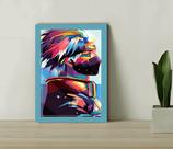 Quadro Decorativo kakashi Pop Art Escritório +Vidro 33x25 A4