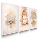 Quadro Decorativo Kit Buda Lótus Amor 55x40 Com Vidros