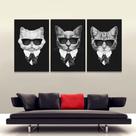 Quadro Decorativo Kit Parede Gatos De Preto Máfia 120x60cm