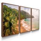 Quadro Decorativo Kit Praia Ondas Relax 55x40 Com Vidros