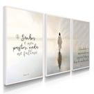 Quadro Decorativo Kit Trio Salmos Jesus 55x40 Com Moldura