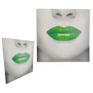 Quadro Decorativo Labio Batom Verde Moldura 40x40 Textura Decoraçao Consultorio Casa Sala Quarto Recepçao Decoraçao