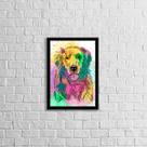 Quadro Decorativo Labrador Multicolorido 24x18cm - com vidro