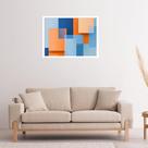 Quadro Decorativo Laranja Azul Geométrico - 50x70cm