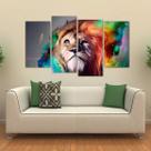 Quadro Decorativo Leão Aguarela Quarto Em Tecido 4 Peças 1Re Quadro Decorativo Leão Aguarela Quarto Em Tecido 4 Peças 1Re