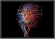 Quadro Decorativo Leão Animais Abstrato Decoração Com Moldura
