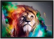 Quadro Decorativo Leão Animais Abstrato Decoração Com Moldura