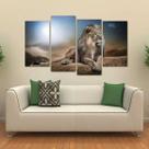 Quadro Decorativo Leão Animais Paisagem Em Tecido 4 Peças 1 Quadro Decorativo Leão Animais Paisagem Em Tecido 4 Peças 1
