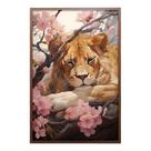 Quadro Decorativo Leão Flor Cerejeira Moldura Cx Alta 100x66 Titulo Moldura Madeira Quadro Decorativo Leão Flor Cerejeira Moldura Cx Alta 100x66 Titulo Moldura Madeira