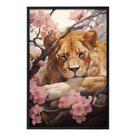 Quadro Decorativo Leão Flor Cerejeira Moldura Cx Alta 100x66 Titulo Moldura Preta