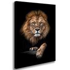 Quadro Decorativo Leão Judá Fundo Preto Tela Canvas Grande Sala Quarto Escritório 85x60cm Borda Infinita