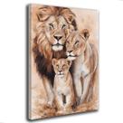 Quadro Decorativo Leão Leoa Filhote Familia Tela Canvas 60x40 cm Borda Infinita