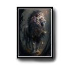 Quadro Decorativo Leão Majestoso com Moldura E Acetato Tamanho A3