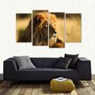 Quadro Decorativo Leão Paisagem Animais Em Tecido 4 Peças 1R Quadro Decorativo Leão Paisagem Animais Em Tecido 4 Peças 1R