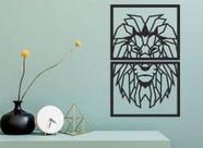 Quadro Decorativo Leão Poligonal Preto Vazado 2 Peças Mdf 3mm - 82x50