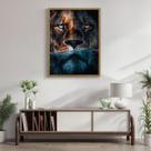 Quadro Decorativo Leão Predador 002 Moldura em Madeira 60x80cm