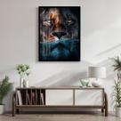 Quadro Decorativo Leão Predador 002 Moldura em Madeira com Vidro 60x80cm