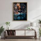 Quadro Decorativo Leão Predador 002 Moldura em Madeira com Vidro 60x80cm