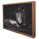 Quadro Decorativo Leão Preto e Branco em Moldura Caixa Quadro Decorativo Leão Preto e Branco em Moldura Caixa
