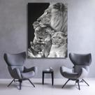Quadro Decorativo Leao Protetor Familia Filhos Tela Grande 60x90 Canvas