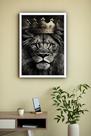 Quadro Decorativo Leão Rei Coroa - 70x50cm