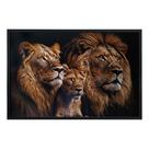 Quadro Decorativo Leões Moldura Cx Alta 100x66 Titulo Moldura Preta