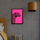Quadro Decorativo Leopardo Rosa e Preto 24x18cm