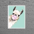 Quadro Decorativo lhama Bubble Gum 45x34cm