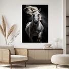 Quadro Decorativo Lindo Cavalo Branco Sala Quarto Tecido Canvas