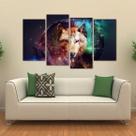 Quadro Decorativo Lobo Escritório Mosaico Em Tecido 4 Peças