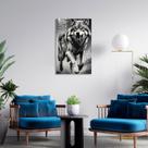 Quadro Decorativo Lobo Preto e Branco Animais Caçador Nature